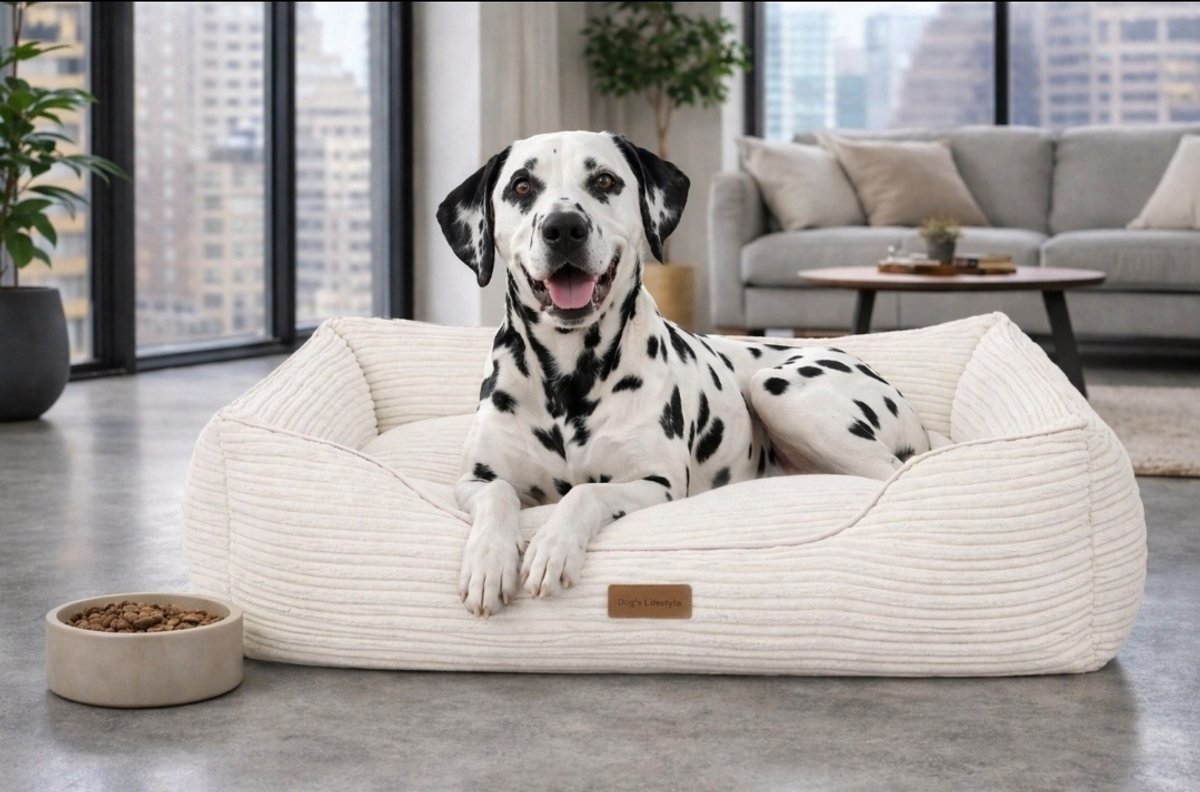 Dog's Lifestyle hondenmand Supersoft Rib Ivoor 110 cm - Wasbare hoes!