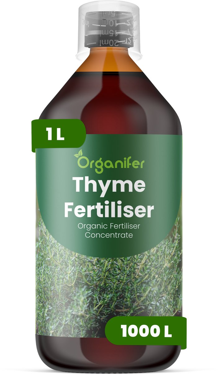 Vloeibare Meststof Voor Tijm 1 L Voor 1000 L - Npk 2-1-8 - Ondersteunt Compacte - Bossige Groei Van Tijm - Verbetert Aroma En Concentratie Van Essentiële Oliën - Geschikt Voor Tuin - Potten En Professionele Kruidenteelt - Organifer