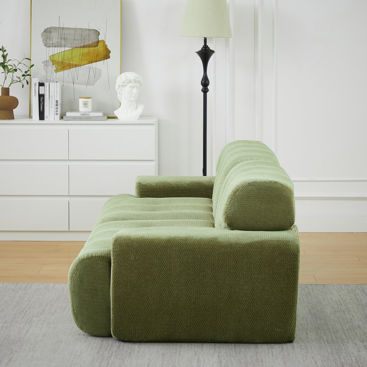 Zubaliya Cloud Sofa, Extra Grote Tweezitsbank – Brede Armleuningen en Modern Design met Knoopdetails, Gebogen Bank, geschikt voor Woonkamers en Appartementen, Geen Montage Nodig-A-Groente