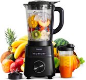 Cavos Blender 1200W - Smoothie Blender met Glazen Kan 1,5L & To-Go Beker 600ml - Ice Crush - Krachtige power blender - 5 Snelheden - RVS - Zwart