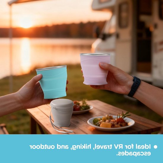 Vouwbare Siliconen Beker van 260ml met Deksel, BPA-vrij, Ideaal voor Reizen, Kamperen en Outdoor Activiteiten — afbeelding 3