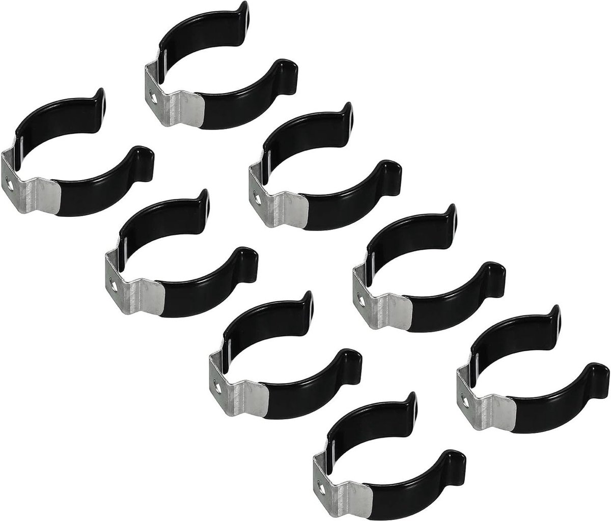 8 Stuks T10 U Clips Houder voor LED Lamp Bevestiging - Roestvrijstalen Steun voor Fluorescentielampen en Buisklemmen, Voorzien van Veerclips om Doorzakken te Voorkomen, Zwart
