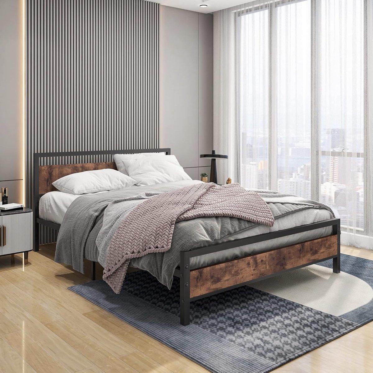 Vintage Rustiek Metalen Bedframe met - 140x200 cm - Arqam