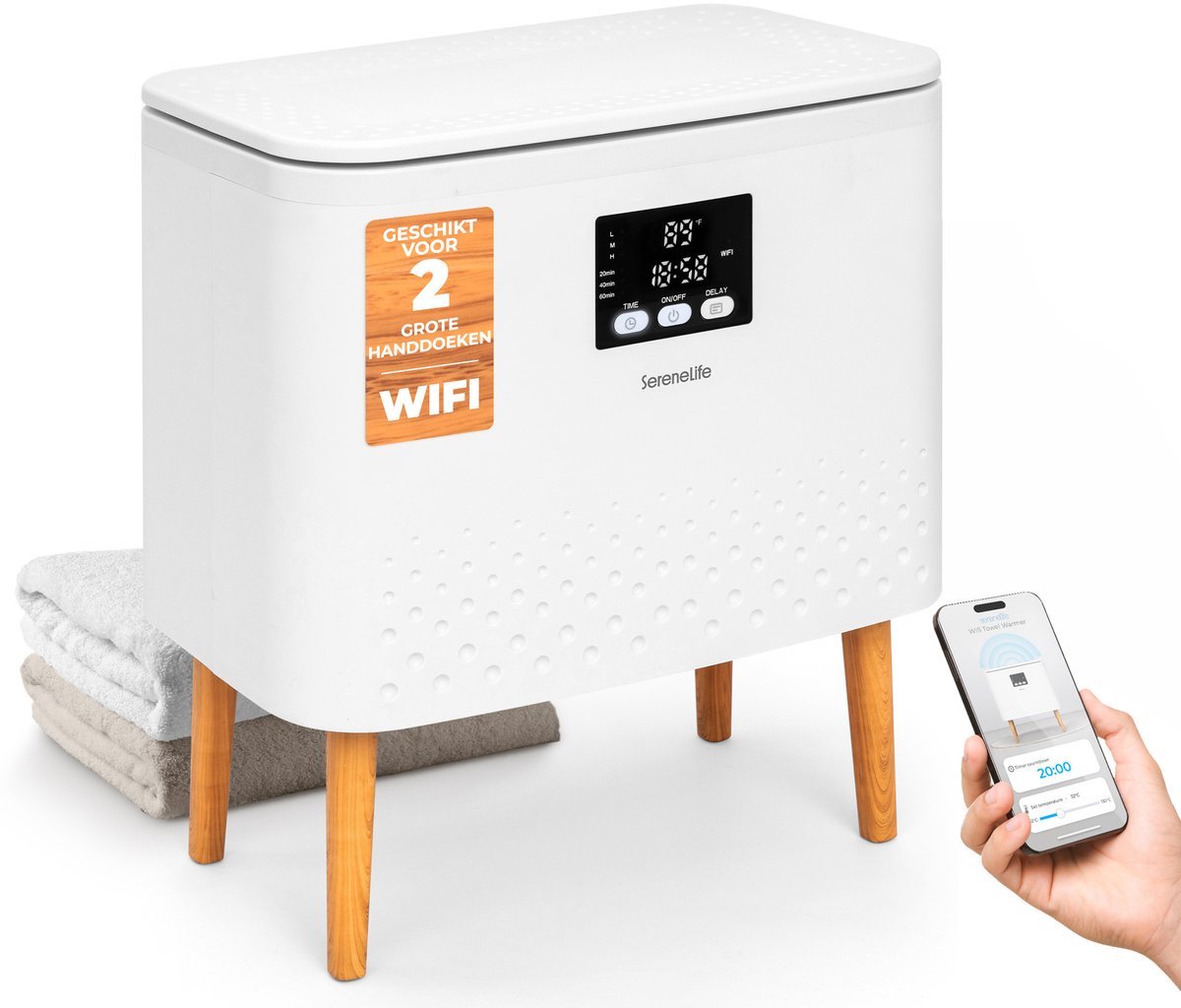 SereneLife Towel Warmer - WiFi-enabled Handdoekenwarmer -20L - Auto Shut-Off