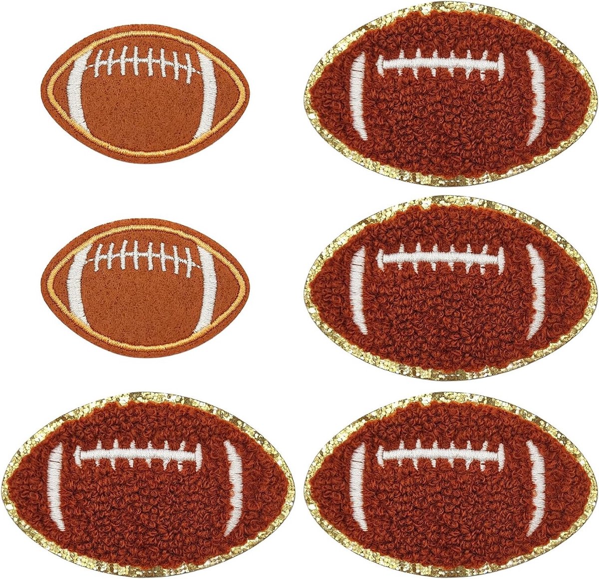 Set van 6 Voetbal Patches, 4 Stuks 8.5cm x 5cm en 2 Stuks 5.5cm x 3.5cm Geborduurde Strijkpatches, Ideaal voor DIY Naaiprojecten en Versieringen