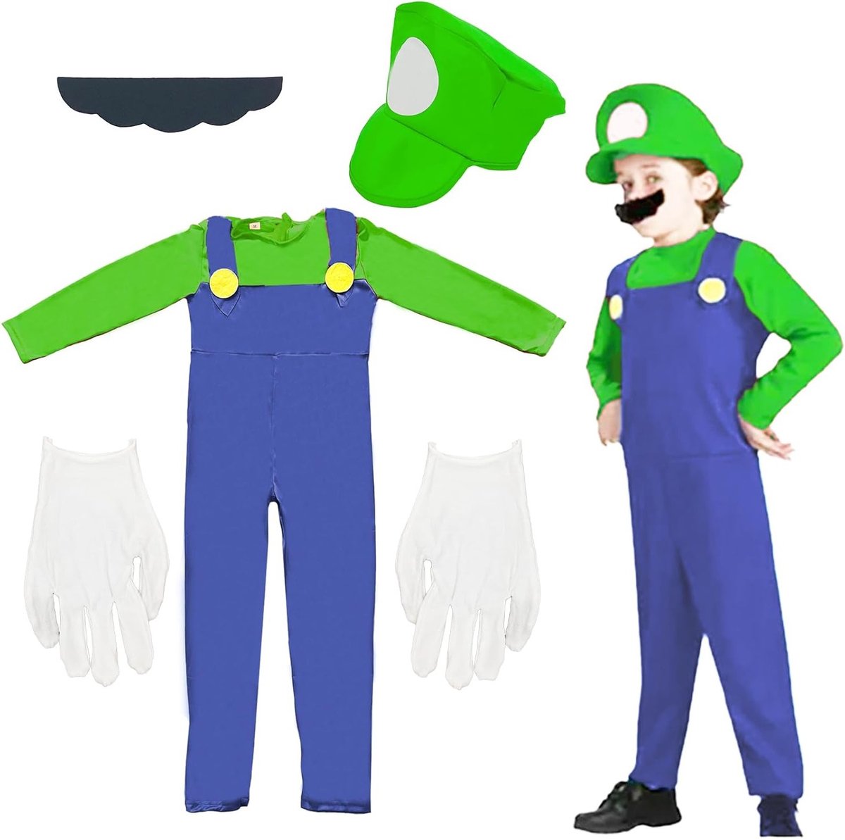 4 Stuks Kindervideospel Kostuum met Iconisch Karakterdesign - Comfortabele Carnavalsoutfit voor Kinderen in Retro Spelstijl, Perfect voor Avonturen en Feestjes