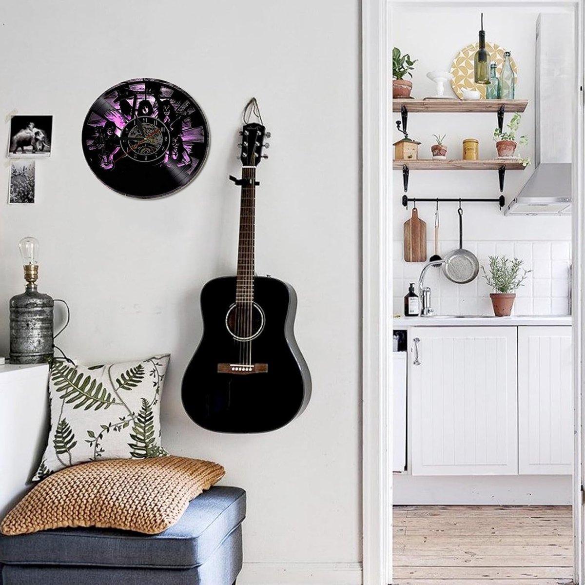 Vinyl Wandklok met 7 Kleuren Nachtlamp - Creatieve Decoratie voor Muziekliefhebbers en Kantoor, Handgemaakt en Uniek