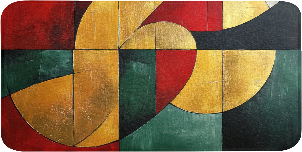 Badmat 120x60 cm - Antislip - Abstract - Kerst - Goud - Rood - Groen - Badmatten voor badkamer - Badkamermat - Douchemat - Badkamer mat