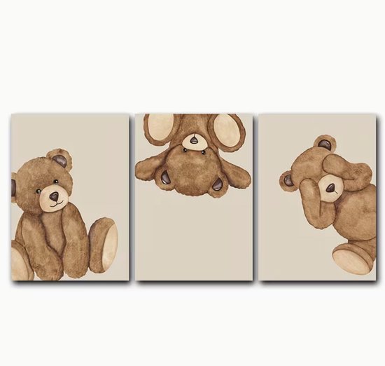 Teddybeer Posters - 3 Stuks - Formaat: 21 x 30 CM / A4 - Beertje / Teddy - Exclusief Lijst - Poster Set - Slaapkamer / Babykamer Versiering - Decoratie - Wanddecoratie - Muurdecoratie - Wandposter - Hoge Kwaliteit - Drieluik - Babyroom / Bedroom — afbeelding 4