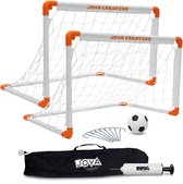 Voetbaldoel Set van 2 - Inclusief Voetbal, Ballenpomp en Draagtas - 90 x 60 x 60 cm - Voetbalgoals voor Kinderen - Voetbaldoeltjes - Opvouwbaar met Kliksysteem - Joya Creative