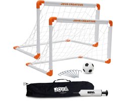 Voetbaldoel Set van 2 - Inclusief Voetbal, Ballenpomp en Draagtas - 90 x 60 x 60 cm - Voetbalgoals voor Kinderen - Voetbaldoeltjes - Opvouwbaar met Kliksysteem - Joya Creative