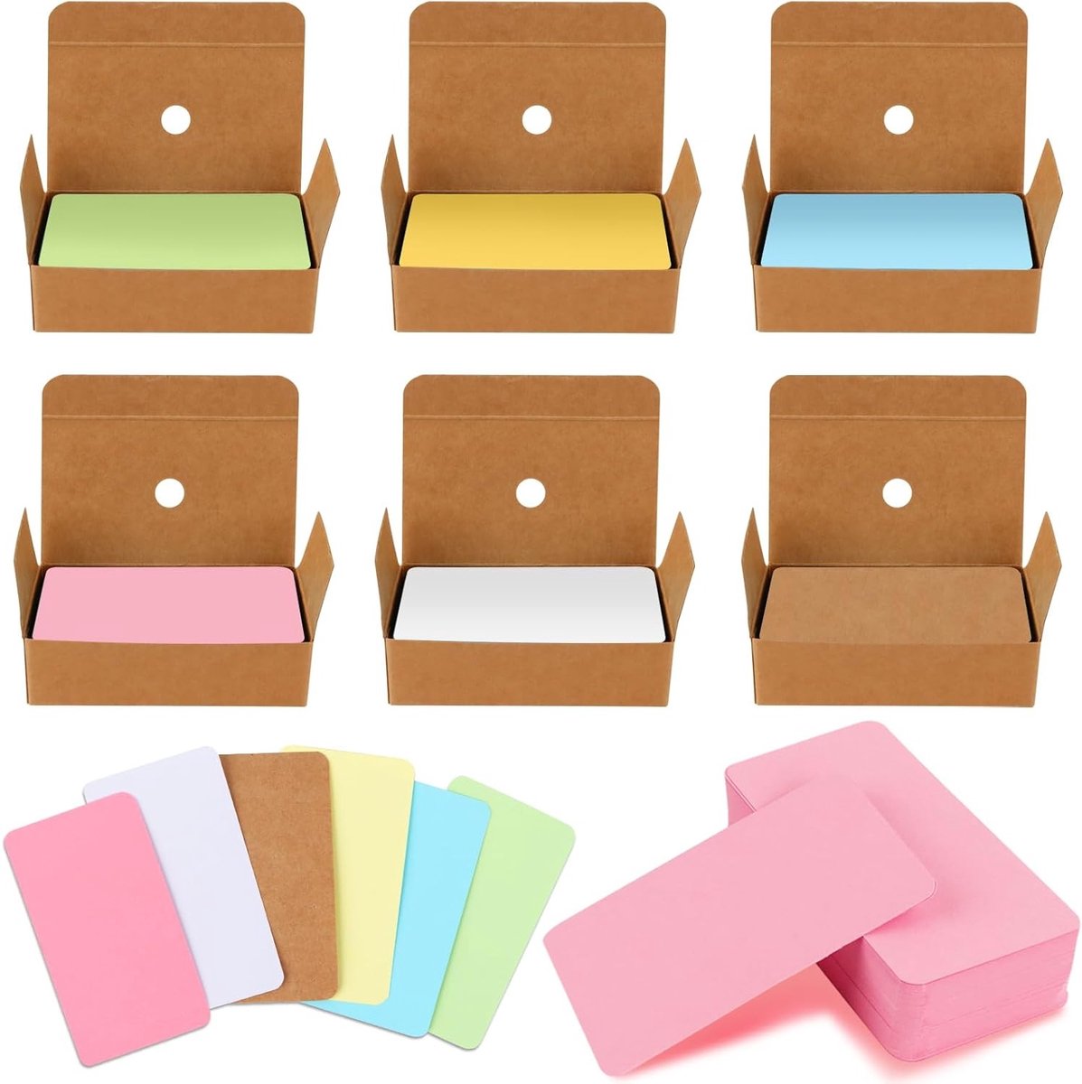 600 Stuks Lege Kraft Papieren Kaarten, Kleurrijke Indexkaarten voor Zakelijk Gebruik, Geheugen- en Leerdoeleinden, Woordkaarten en Flashcards