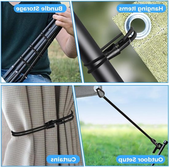 Multifunctionele Bungee Koorden met Haken - 20 Stuks Elastische Tensioners voor Zeilen, Tentbevestiging en Outdoor Gebruik van Merkloos — afbeelding 4