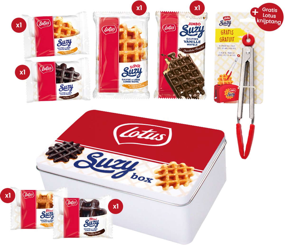 Lotus Chocolade Suzy snackbox - De ultieme collection box met Lotus knijptang - Lotus Suzy wafels vanille & chocolade - 334g
