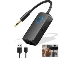 carmdering - Bluetooth Ontvanger & Bluetooth Zender -2-in-1 Bluetooth 5.4 Audio Transmitter en Receiver – Zender en ontvanger - Draadloze Adapter met 3.5mm Jack AUX - Voor Auto, TV en Speakers - zwart
