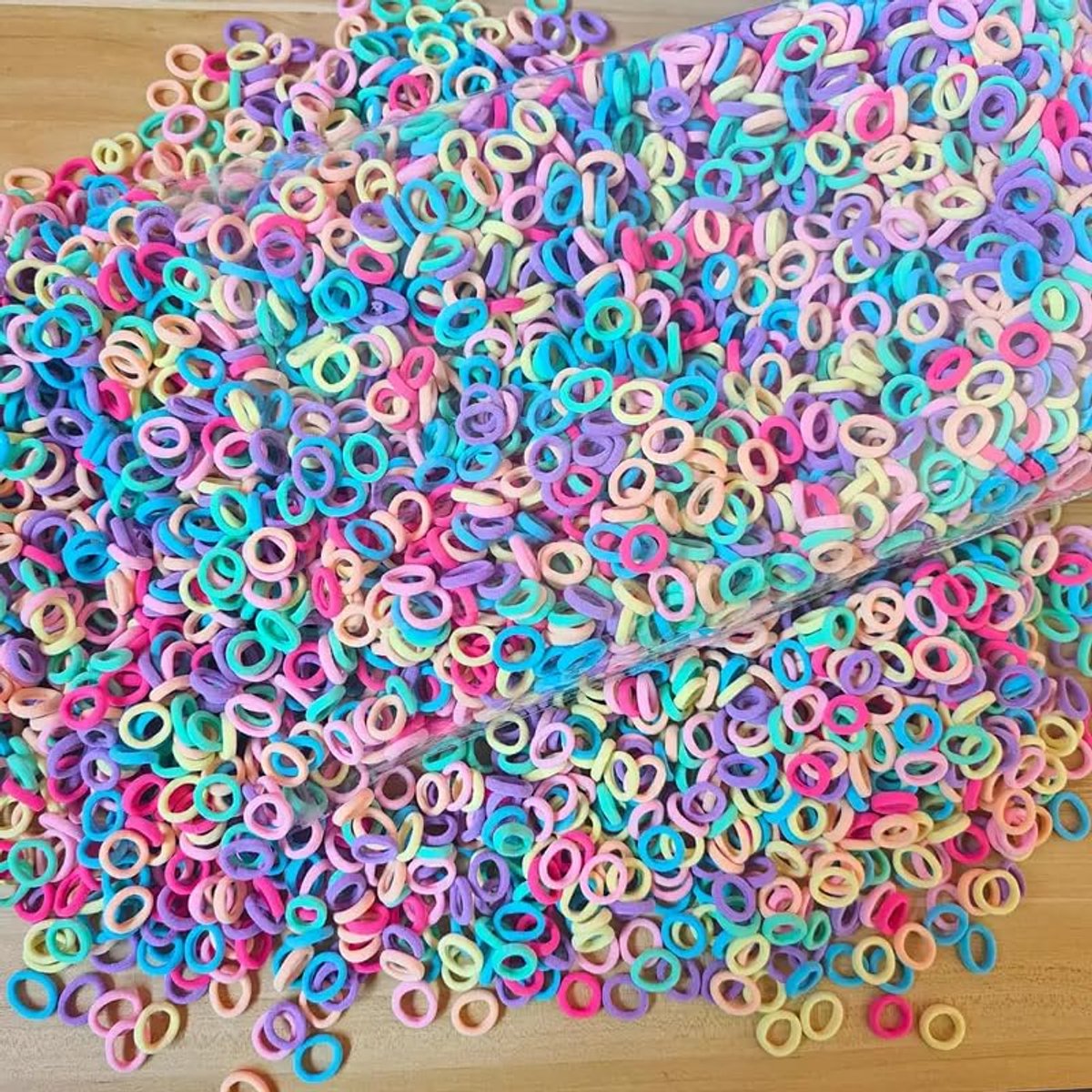 Haarelastiekjes voor meisjes, dames en kinderen, elastisch, kleurrijke kleuren, verschillende verpakkingsmaten met opbergtas (multilicht, 100 stuks, kleine verpakking))