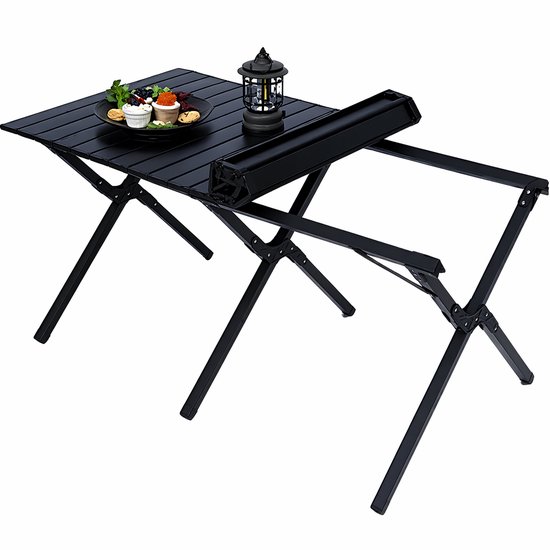 Meedeer Inklapbaar Campingtafel-Opvouwbare Campingtafel-Kampeertafel-koolstofstaal-150x70x54cm-Verstelbaar 6-8 personen voor tuin buiten picknick BBQ achtertuin - (kleur: Zwart) van Merkloos — afbeelding 4