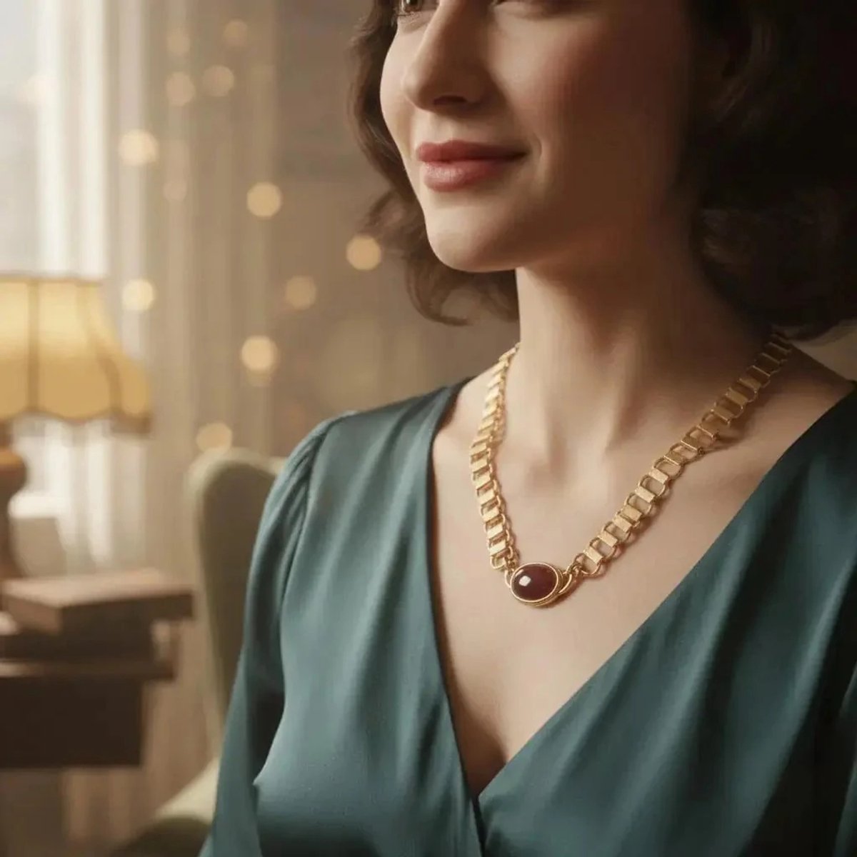 Dorvina 14K Verguld Staal Verkleurt Niet Sieraad Goudkleurig Bordeaux 54 cm Lang Vintage Dames Ketting