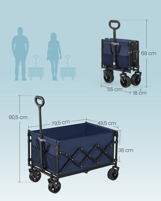 SONGMICS - Bolderkar - Bolderkar Opvouwbaar - Met Handgreep en 4 Versterkte Wielen - 150 L Capaciteit - Tot 120 kg Draagvermogen van Songmics — afbeelding 5