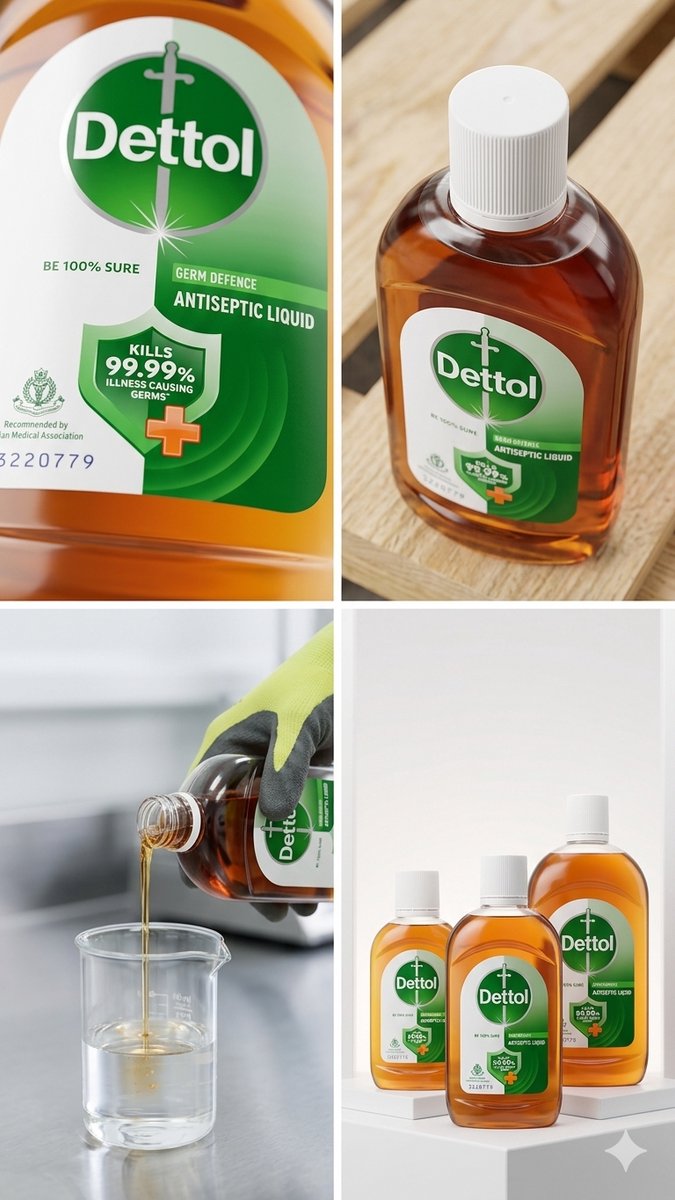 Dettol Antiseptische Vloeistof - 500ml - Desinfectiemiddel voor Wonden en Oppervlakken - Doodt 99,9% van de Bacteriën en Ziektekiemen - Hygiënische Bescherming Met Kajal Sticker