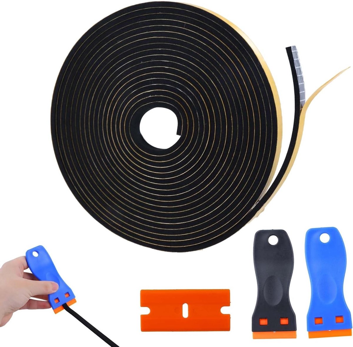 Waterdichte Deurrubber voor Inductiekookplaat - 5m x 7mm x 2mm EPDM Zelfklevend Schuim met 2 Kleine Schrapers voor Glazen Keramische Gasfornuis in de Keuken