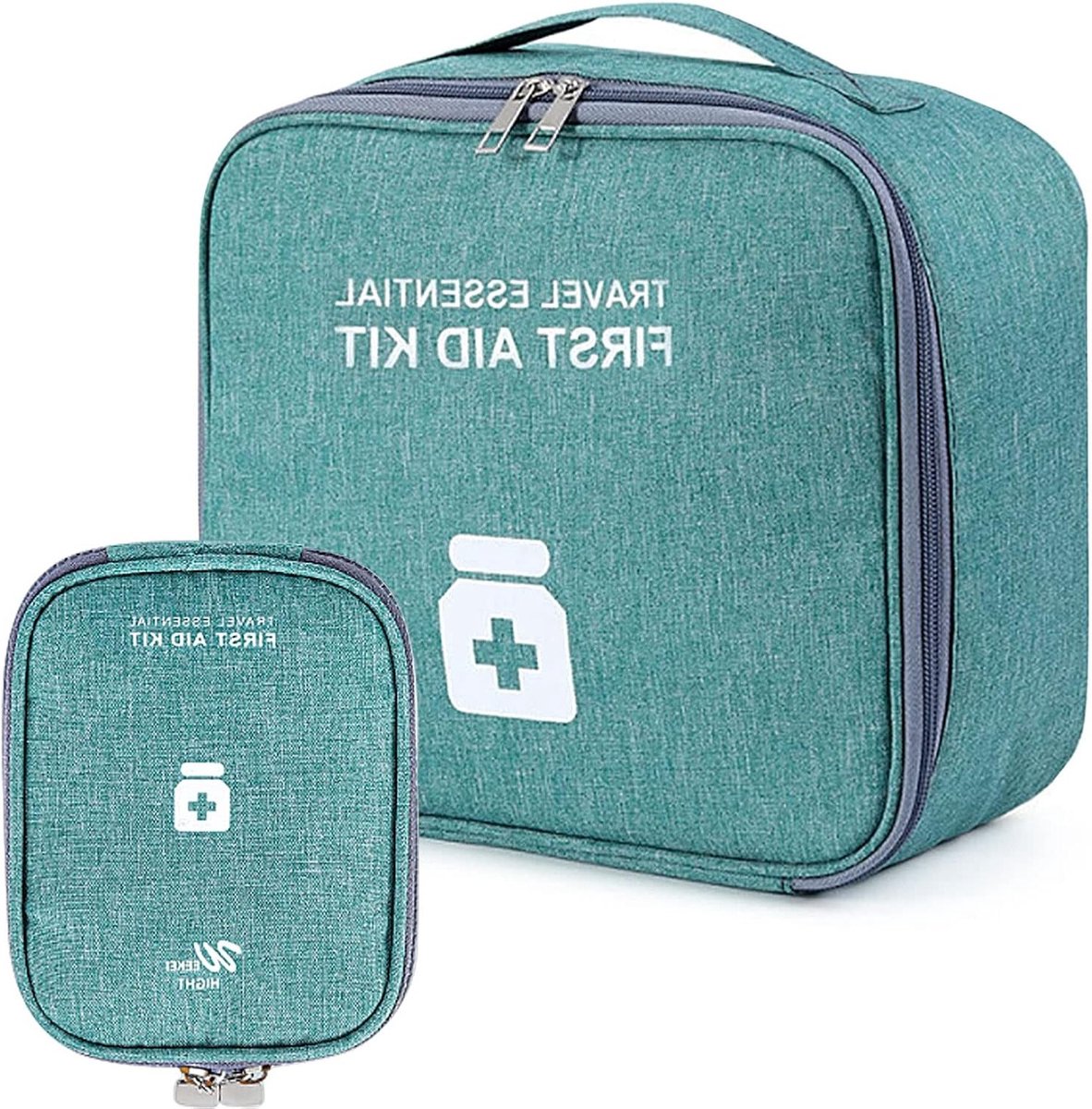 2 Pcs Geneesmiddelen Tassen, Grote en Kleine Medicijn Pouches, Opslag voor Thuis, Kantoor en Reizen, Groen en Functioneel