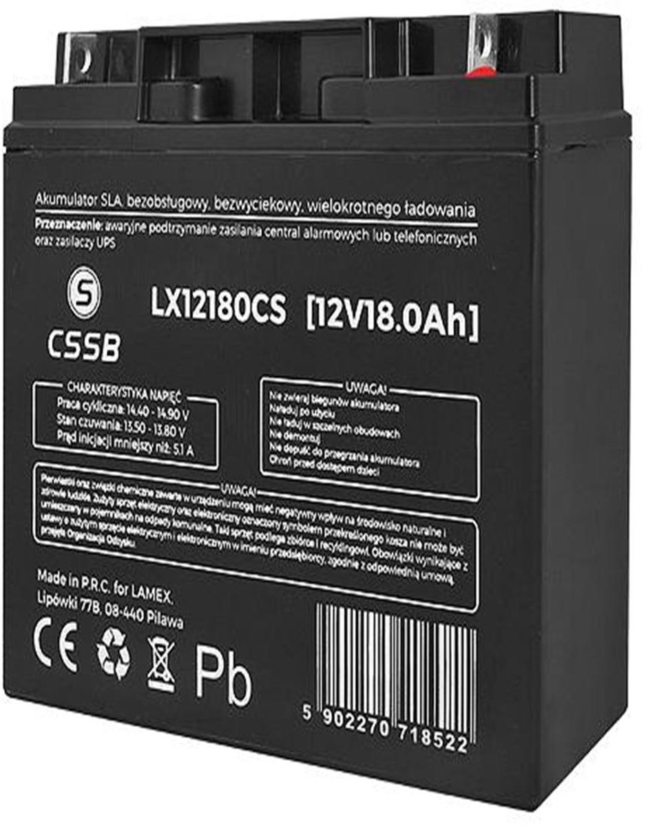 Gelbatterij LX12180 12V 18Ah onderhoudsvrij, zonder lekkage