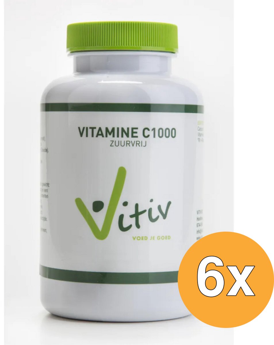6x Vitiv Vitamine C1000 Zuurvrij (200 tabletten)