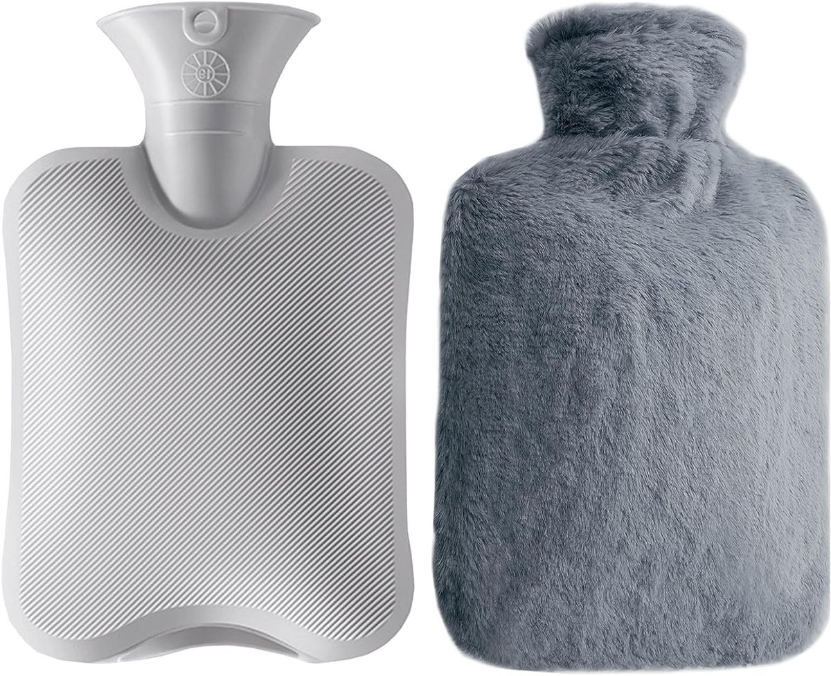 SnelShoppen - Warmwaterkruik met Fluffy Cover, Premium Natuurrubber, 2 Liter Grote Warmte Kruik, Lekvrij, Veilig en Duurzaam, Ideaal voor Gezinnen (Gr