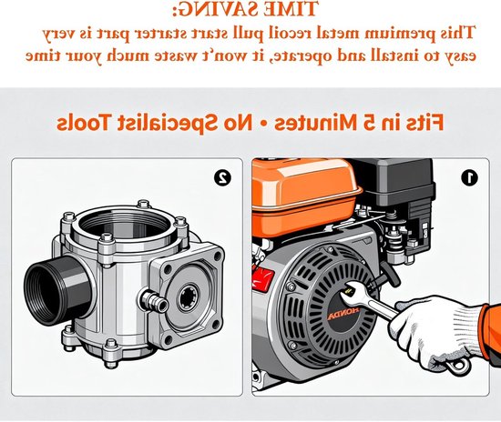 Recoil Trekstarter Veer voor GX120, GX160 en GX200 - Starter Kit met Zwarte Starterspoel en Accessoires van Merkloos — afbeelding 3