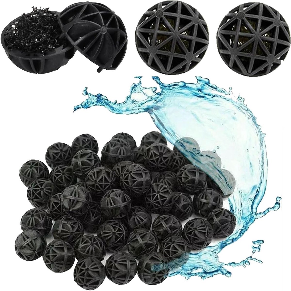 100 Stuks Biologische Filterballen voor Aquarium, 26mm Porous Filter, Verbeterde Waterkwaliteit en Filtratie