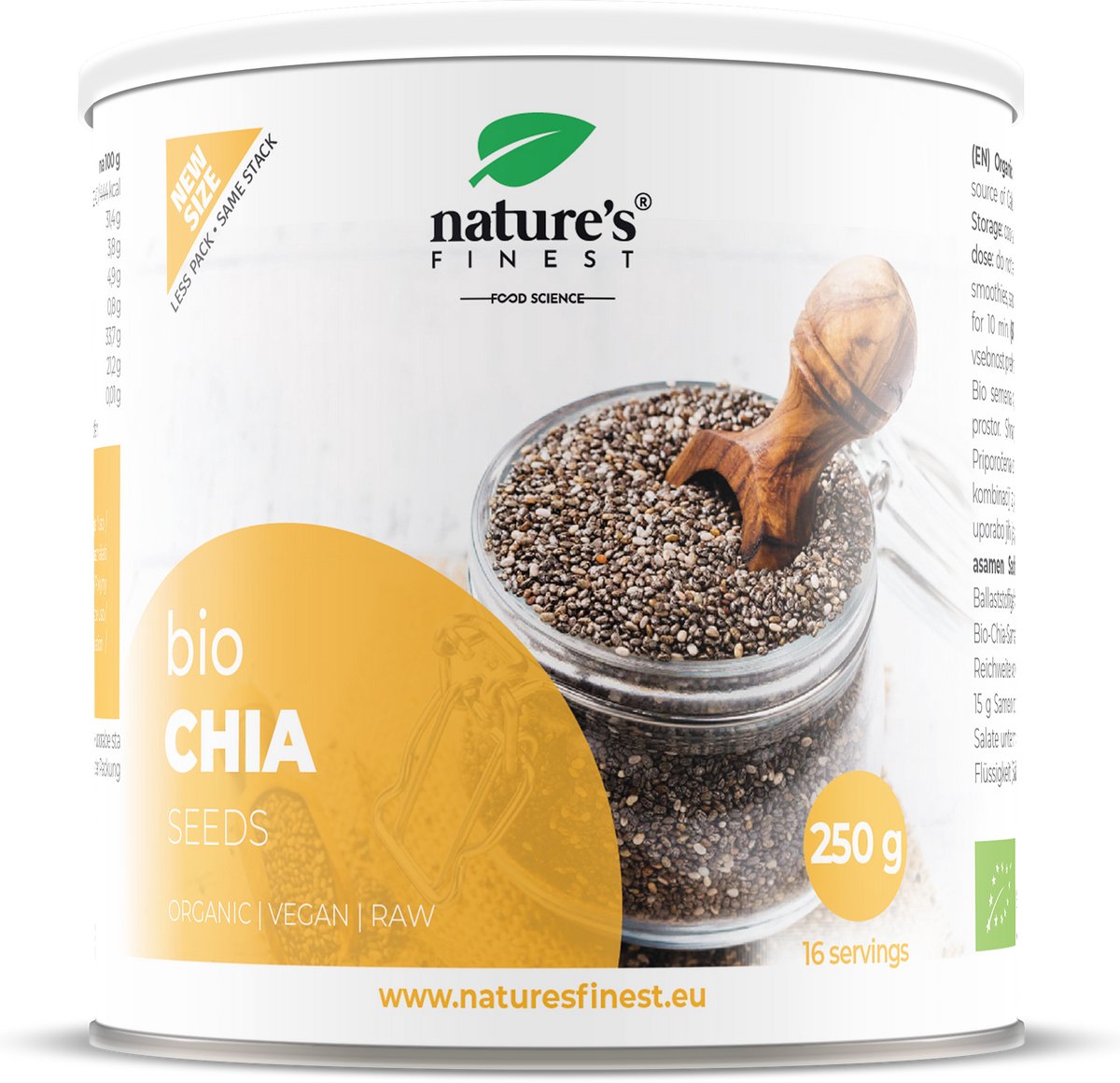 Nature's Finest Chia Zaden Bio 250g - Omega-3 & Omega-9 Bron, Hoog in Eiwitten & Vezels – Superfood voor Gezonde Spijsvertering, Energie, Keto & Vegan Voeding – Zonder Toevoegingen