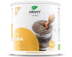 Nature's Finest Chia Zaden Bio 250g - Omega-3 & Omega-9 Bron, Hoog in Eiwitten & Vezels – Superfood voor Gezonde Spijsvertering, Energie, Keto & Vegan Voeding – Zonder Toevoegingen