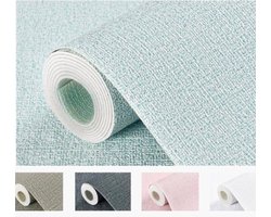 Mogi Products - Isolerend Behang-Zelfklevend Behang voor Woonkamer & Slaapkamer - ± 2 mm Dik en Waterbestendig-Linnenstructuur Lichtblauw- Isolatie behang