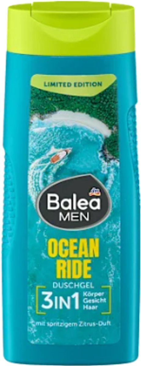 Balea MEN 3in1 Douchegel Ocean Ride | 1x 300 ml - Met bergamot- & munt-extract | Voor lichaam, gezicht & haar
