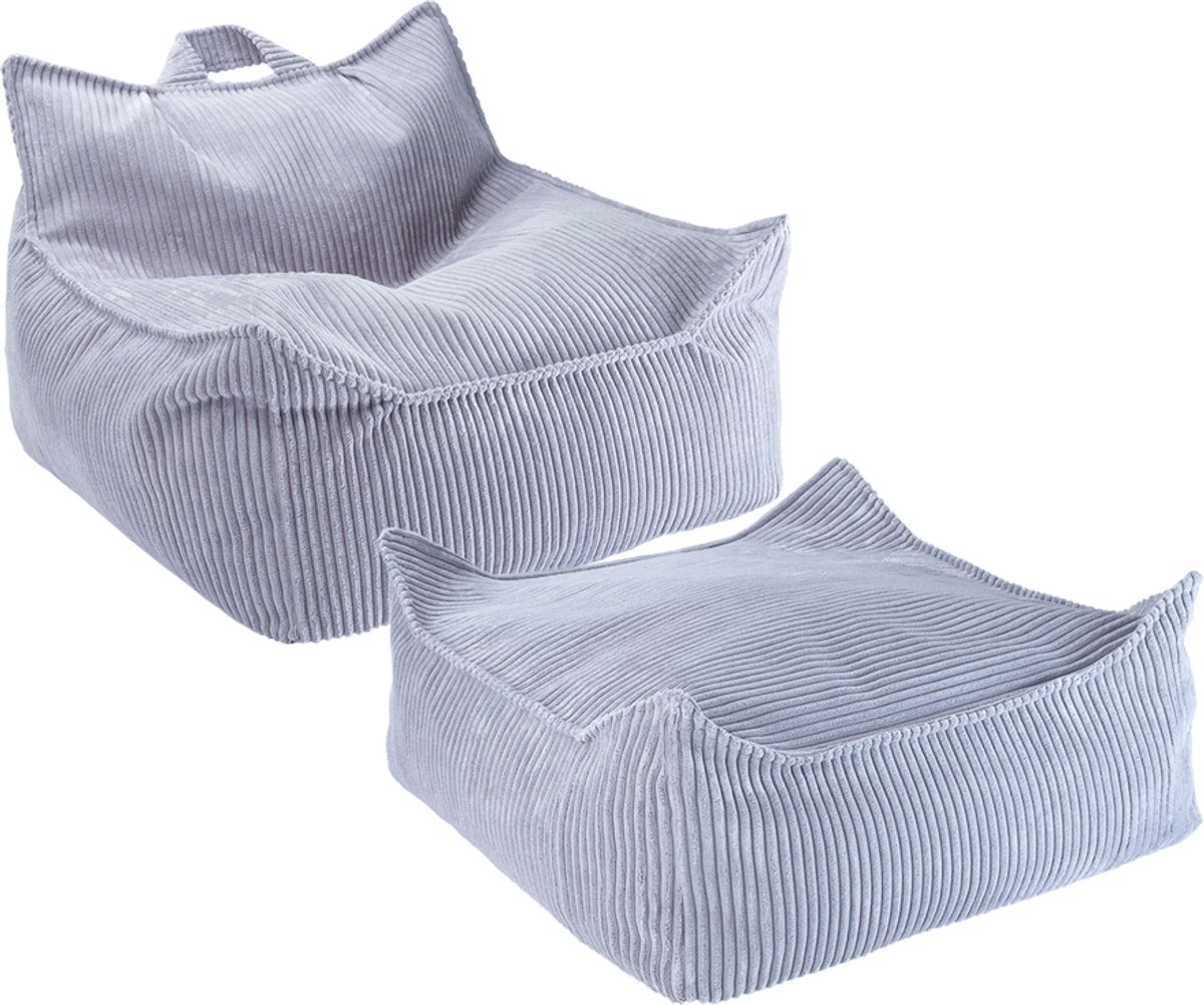 Wigiwama Beanbag Chair/Zitzak met Ottoman - Blueberry Blue