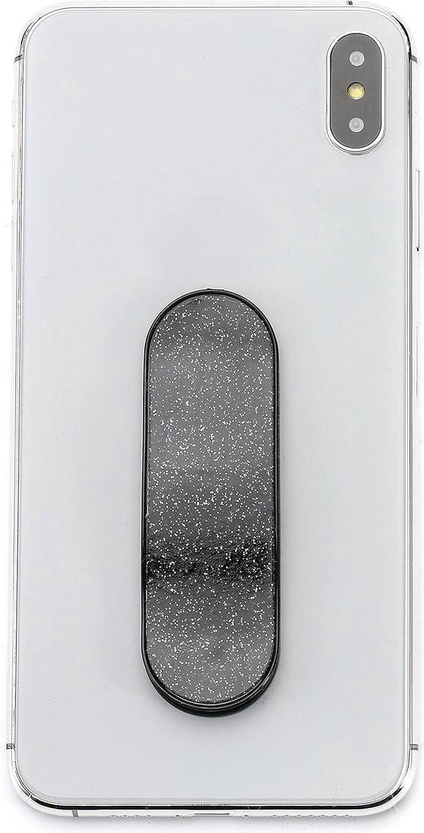 Smartphone vingerhouder voor een betere grip - mobiele telefoon ringhouder, standaard handgreep, Pearl Series - zwart PU