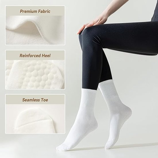 4 Paar - Dames Antislip Yoga Pilates Sokken - Wit - Antislip sokken - Polyester - Ademend sokken - Yoga Sokken - Voor Ballet, Dans, Fitness & Dagelijkse Workouts van Merkloos — afbeelding 3