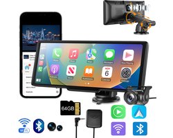 ESSGOO Carplay Scherm PRO - Geschikt voor Apple & Android - 10,26 Inch - GPS-navigatie - Ingebouwde Dashcam 4K - Touchscreen - Universeel - Multimedia Autoradio - Bluetooth/FM/AUX/64G TF-kaart