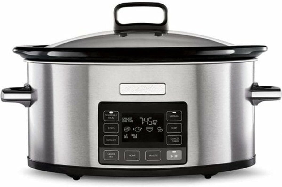 RUX® Slowcooker met Timer - Crockpot - Stoompot - RVS - Inclusief Warmhoudfunctie - Zilver - 29cm x 41cm x 25cm