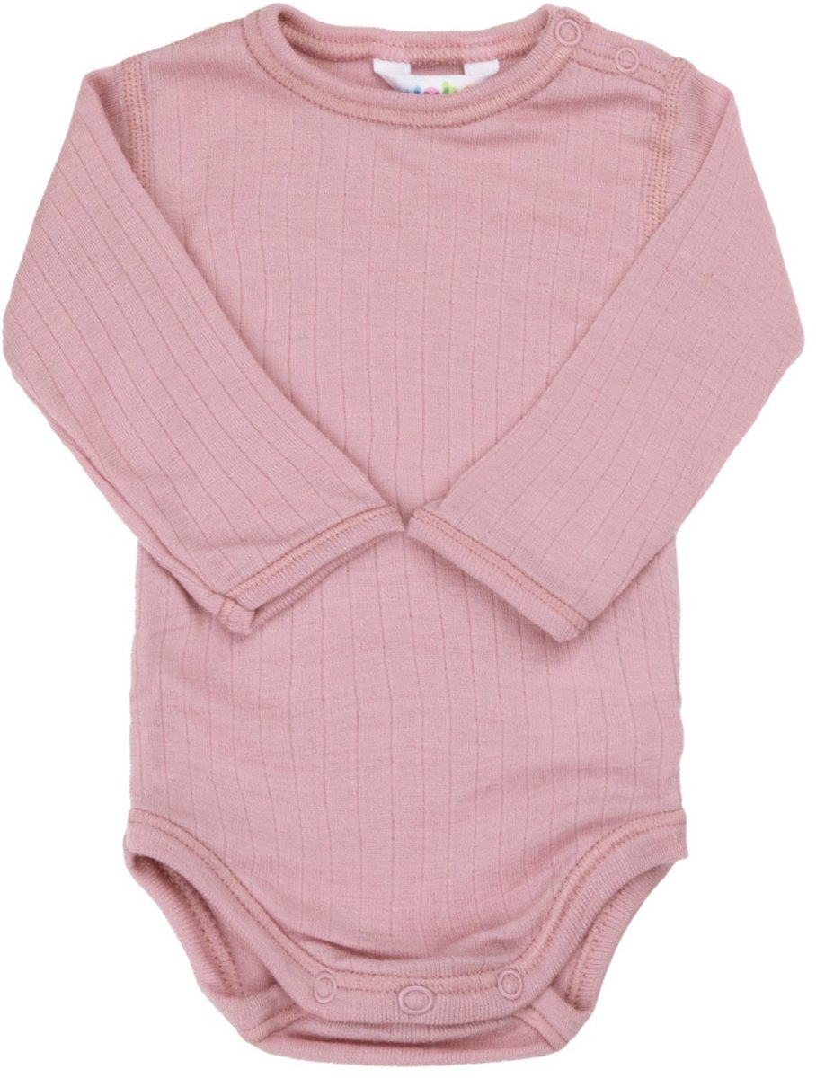 Joha baby romper - lange mouw - oud roze – 100% wol - maat 70