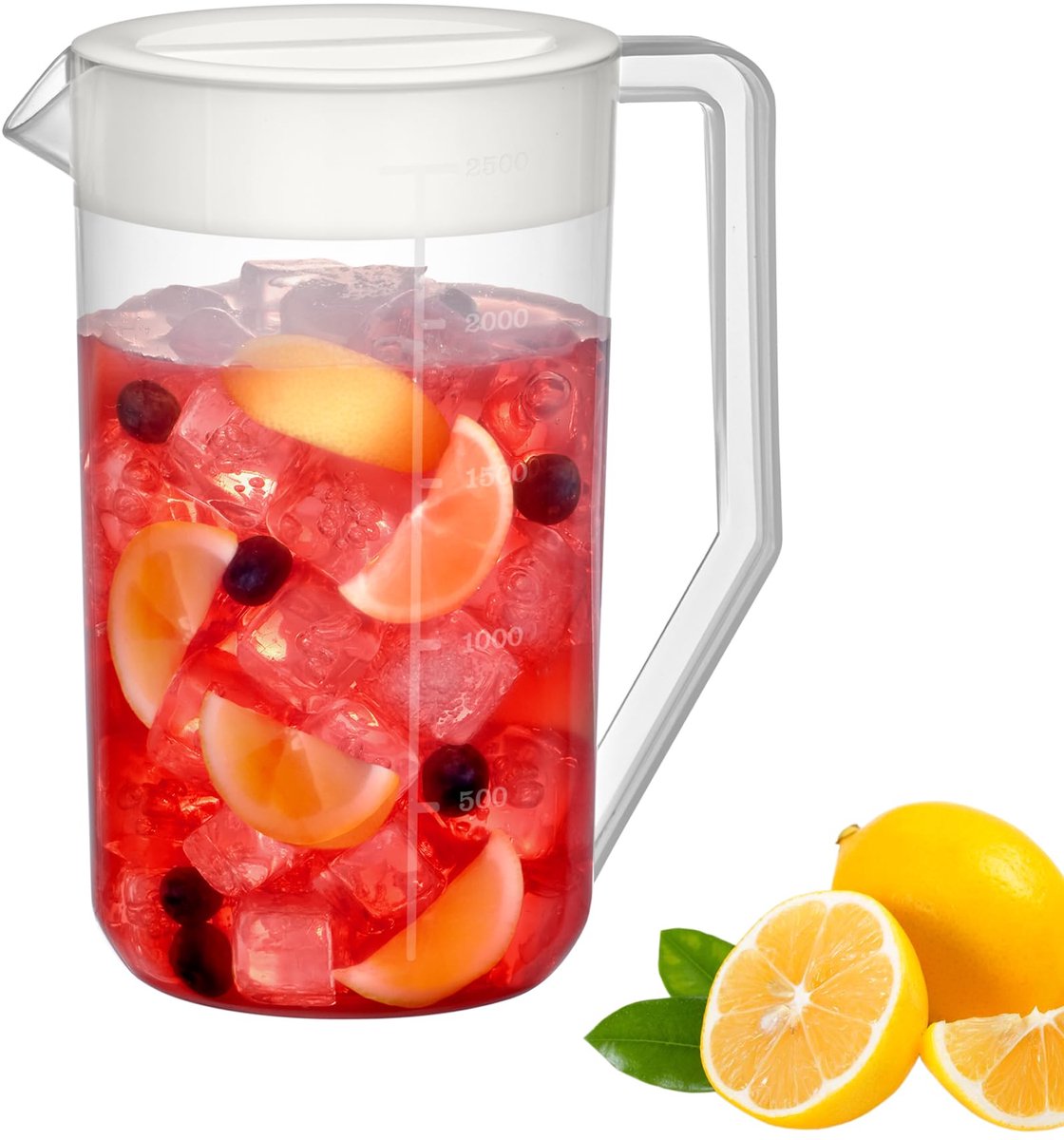 Waterkan– Drankkan – Kan voor koud water – 2000ml - 24 × 13 × 13 cm – Kunststof – Wit