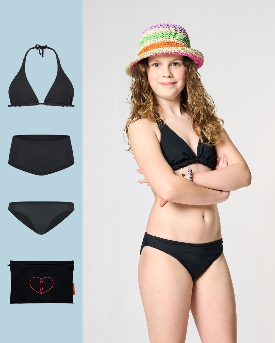 moodies period undies Moodies menstruatie zwemkleding tiener - bundel zwemkleding- 3 stuks - meiden-158 (XS) - Zwart