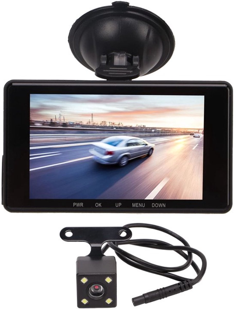 Dashcam voor en achter, Full HD nachtzicht 3-dashcam in de auto, DVR 3-camera nachtzicht 4-inch scherm autorecorder rijvideorecorder