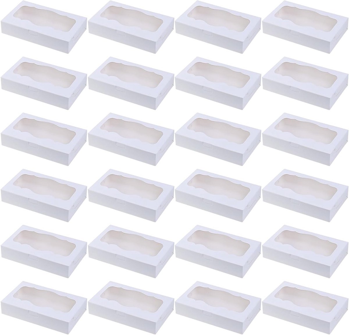24 stuks koekjesdozen met kijkvenster, 10 x 6 x 2 inch, ideaal voor gebak, geschenken en feestelijke gelegenheden zoals bruiloften en kerst
