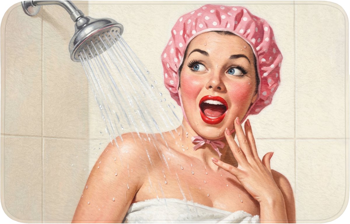 WC mat 80x50 cm - Antislip - Vrouw - Douche - Roze - Toiletmat - Vloermat - Douchemat - To