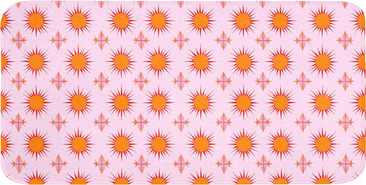 WC mat 120x60 cm - Antislip - Zon - Patroon - Roze - Toiletmat - Vloermat - Douchemat - To