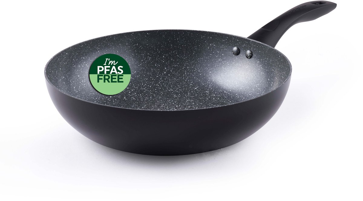 Progress Marble Ceramic Wok - 28 cm - PFAS-vrije antiaanbaklaag