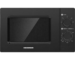 Heinner HMW-MD20MBK - Solo Magnetron Vrijstaand 20 Liter - 700W met 5 Vermogensstanden - Ontdooifunctie & Timer 35 Min - Mechanische Bediening - Zwart