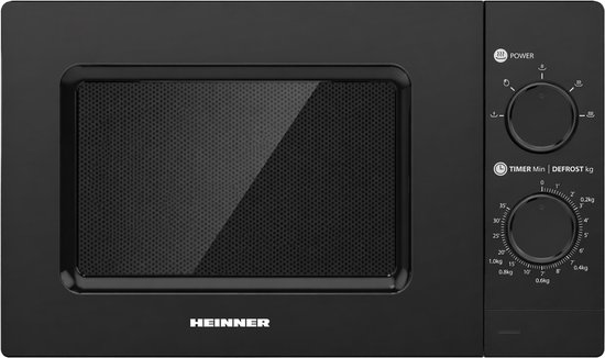 Heinner HMW-MD20MBK - Solo Magnetron Vrijstaand 20 Liter - 700W met 5 Vermogensstanden - Ontdooifunctie & Timer 35 Min - Mechanische Bediening - Zwart